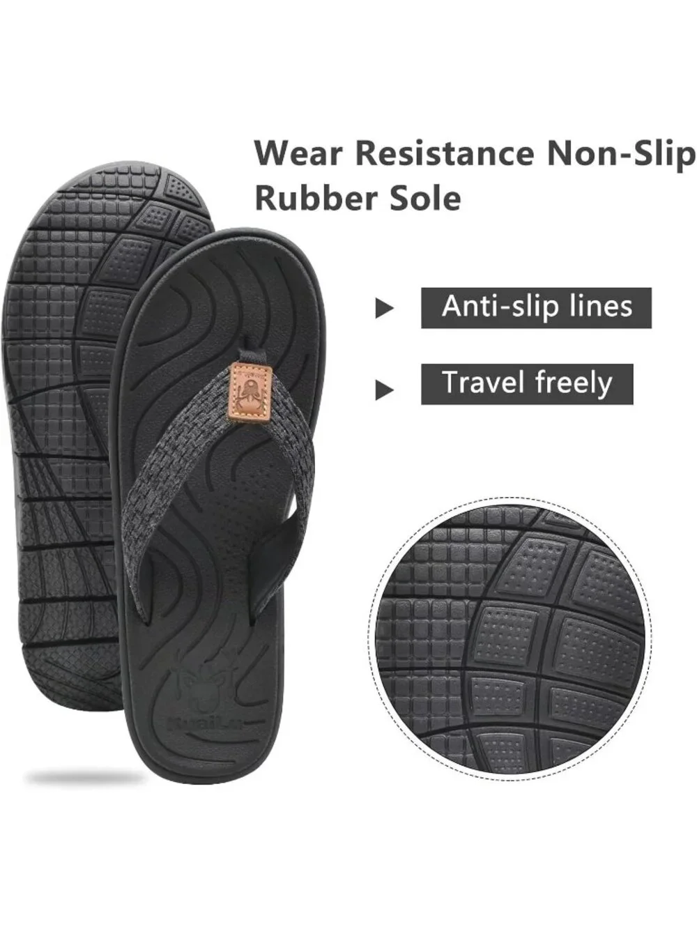Women's Black Flip Flops Lightweight Cushion Summer Beach Sandals Casual